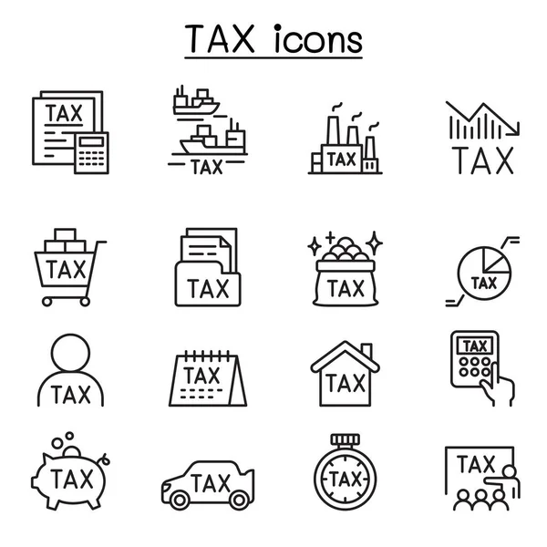 Fiscale Pictogrammen Dunne Lijn Stijl — Stockvector