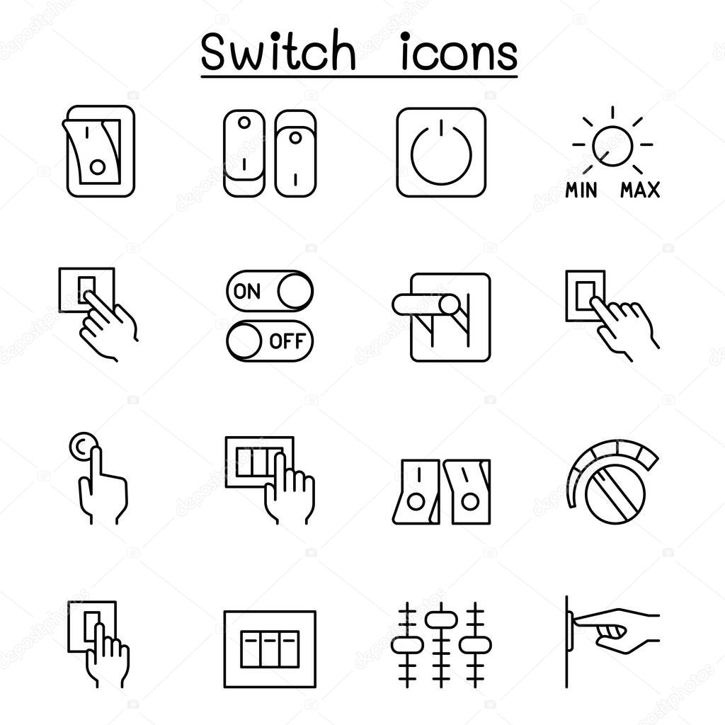 Switch icon set in thin line style