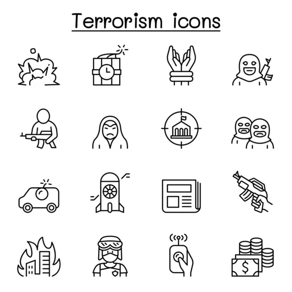 Εικονίδιο Της Τρομοκρατίας Στο Στιλ Λεπτή Γραμμή — Διανυσματικό Αρχείο