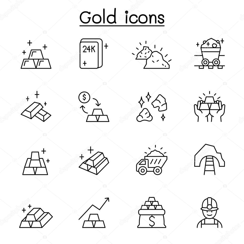 gold icon set in thin line style