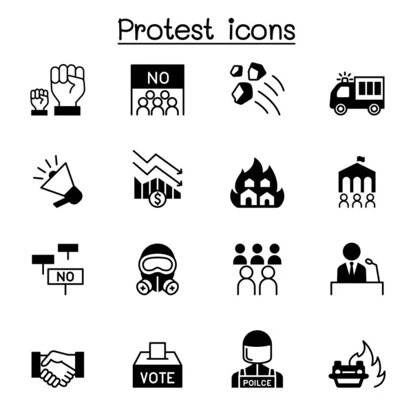 Protest Chaos Icon Set Vector Illustratie Grafisch Ontwerp — Stockvector