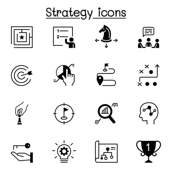 Strategy Planing Icon Set Vector Illustration Graphic Design — Stock Vector