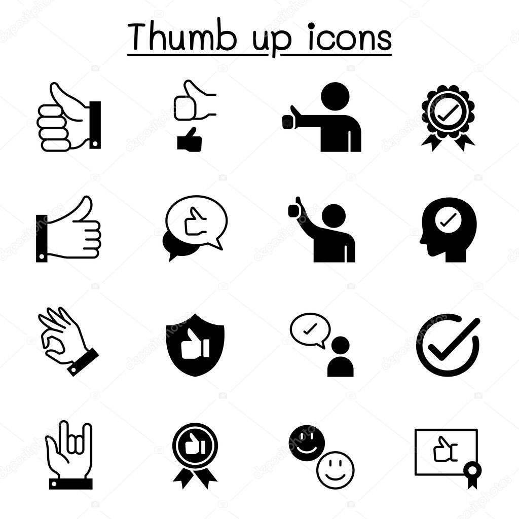 Approved & thumb up icons set vector illustration graphic design