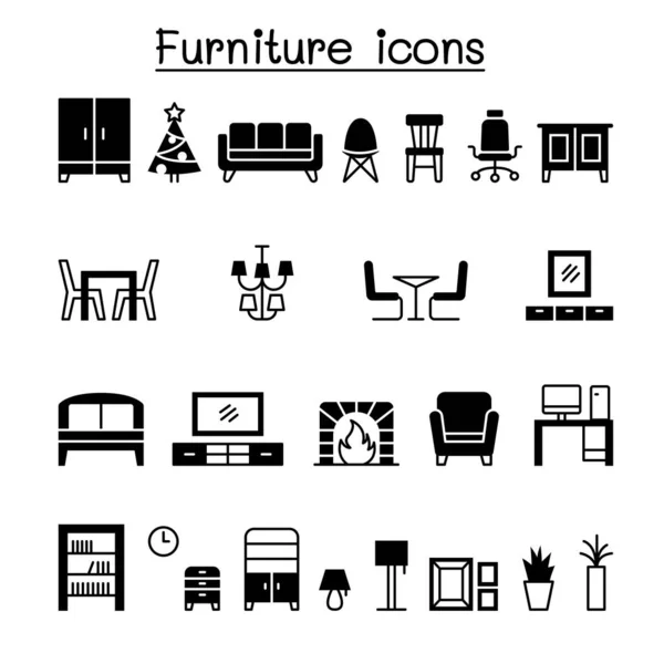 Muebles Icono Conjunto Vector Ilustración Diseño Gráfico — Archivo Imágenes Vectoriales