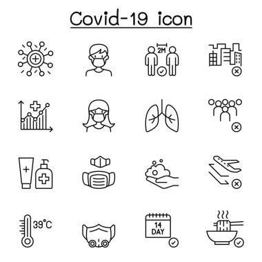 Covid-19 simgesi ince çizgi biçiminde ayarlandı