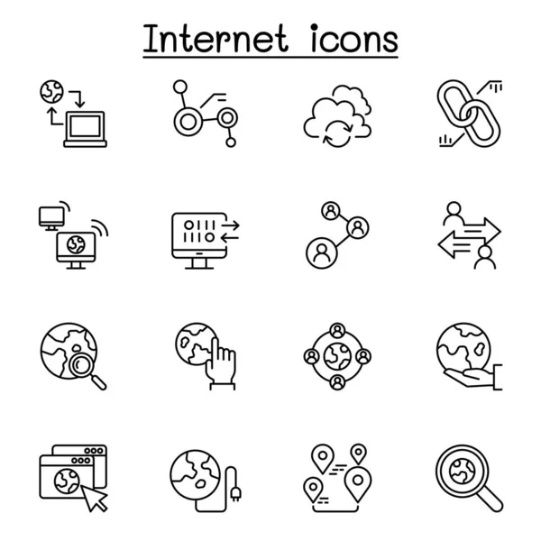 Icono Conexión Internet Estilo Línea Delgada — Archivo Imágenes Vectoriales