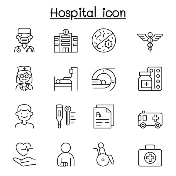 Conjunto Iconos Línea Vectorial Relacionados Con Hospital Contiene Iconos Tales — Vector de stock