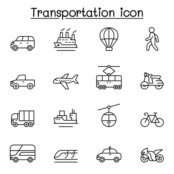 Ensemble Icônes Ligne Vectorielle Liées Transport Contient Des Icônes Telles — Image vectorielle