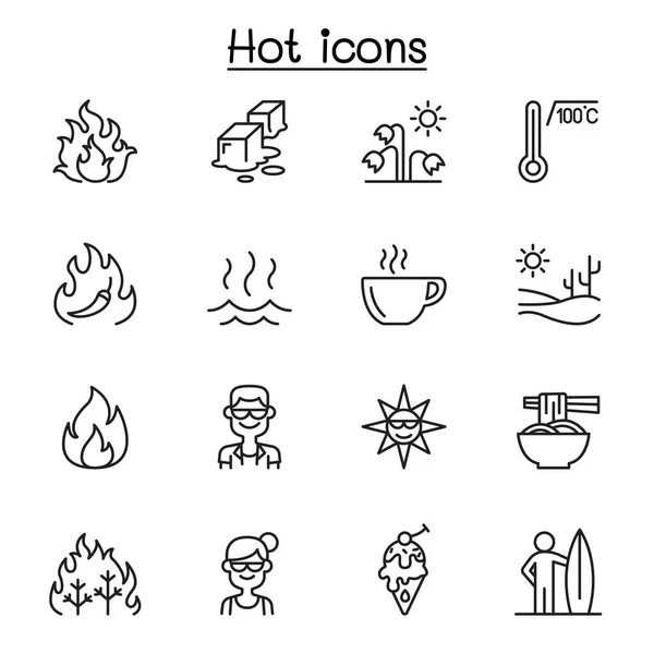 Conjunto Iconos Línea Vectorial Relacionados Con Calor Contiene Iconos Tales — Vector de stock