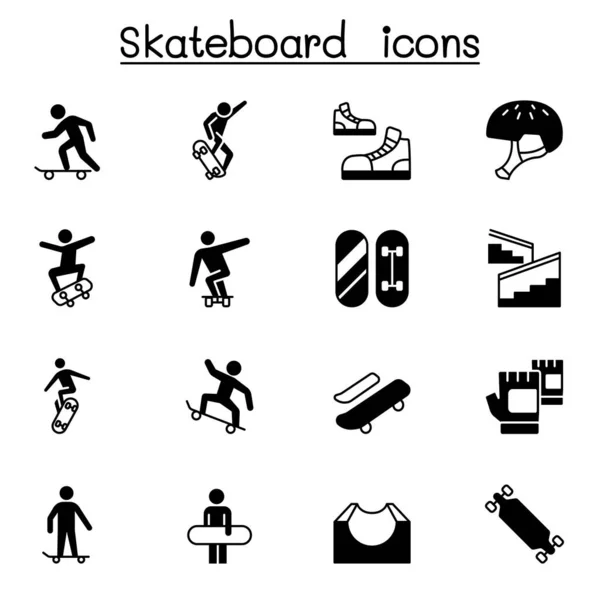 Skateboard Icon Set Vektor Illustration Grafik Design — Stockvektor