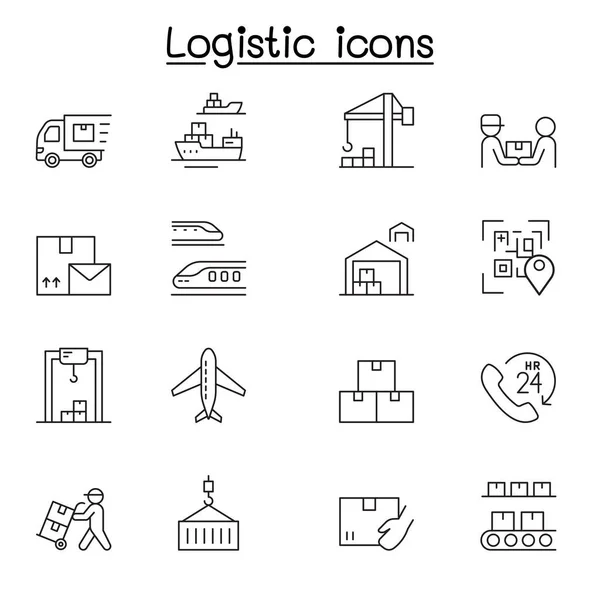 Icône Service Logistique Livraison Dans Style Ligne Mince — Image vectorielle