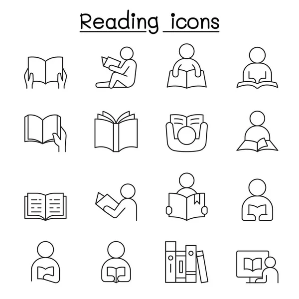 Reading Icons Set Thin Line Style — Stock Vector