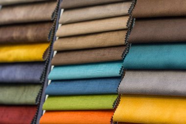 Döşeme mobilya kumaşlar portre renkli örnekleri. Sanayi