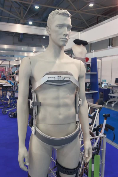 Mannequin and orthopedic equipment at the exhibition. Medicine