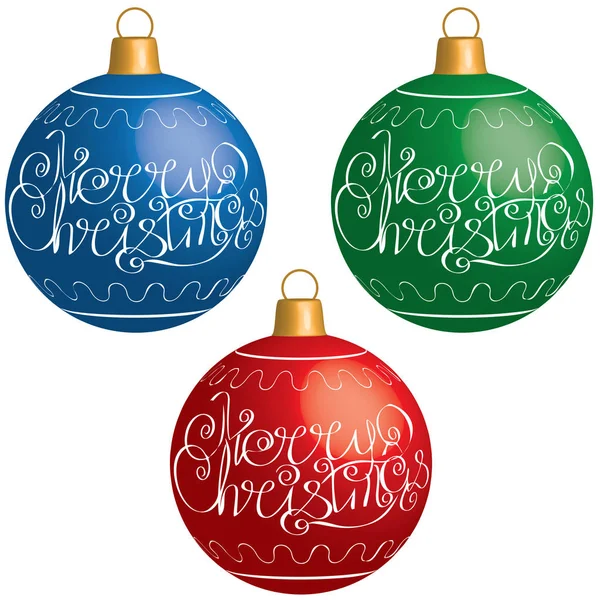 Palla di Natale con elegante lettering. Design vettoriale — Vettoriale Stock
