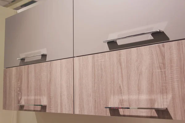 Armário de parede da cozinha design moderno closeup. Interior — Fotografia de Stock