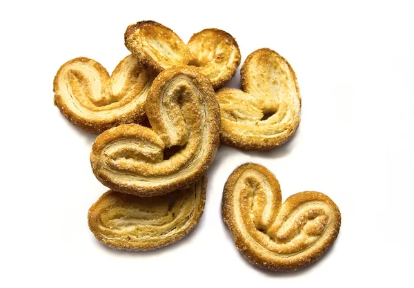 Galletas en forma de corazón aisladas sobre fondo blanco — Foto de Stock