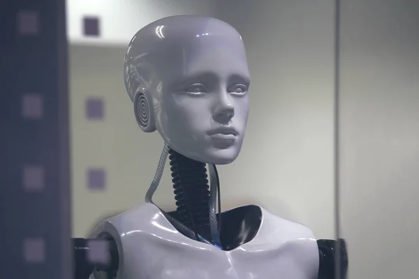 Robot mannequin in a shop window closeup — Stock Photo, Image