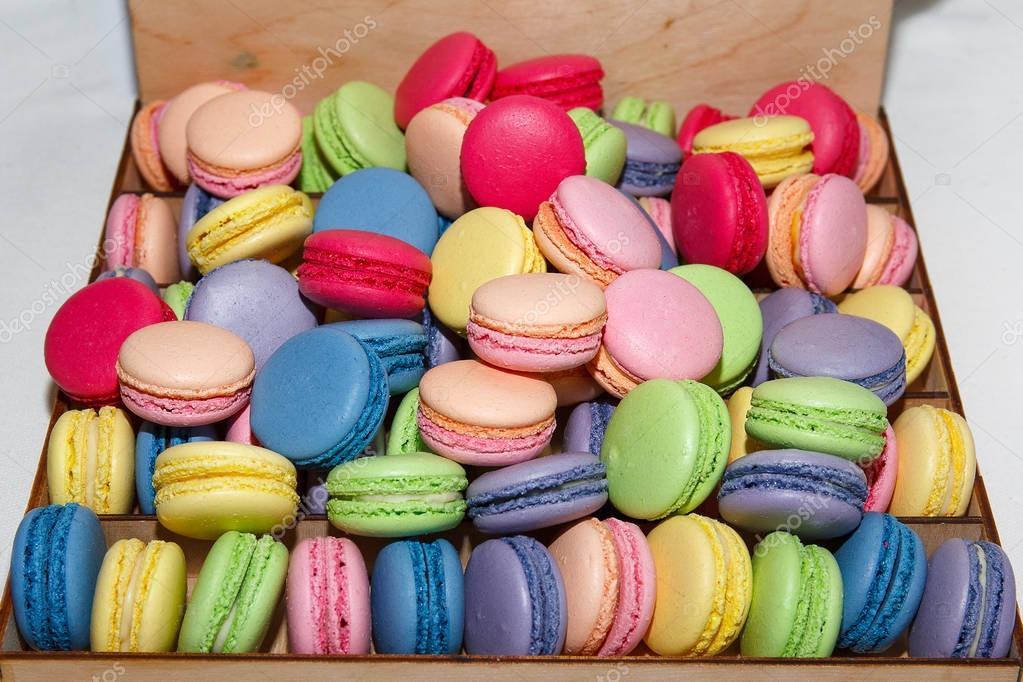 Traditional french colorful macarons a box. Food — Stock Photo © DmyTo