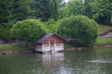 House yağmurlu bir gün Gölde ördekler için