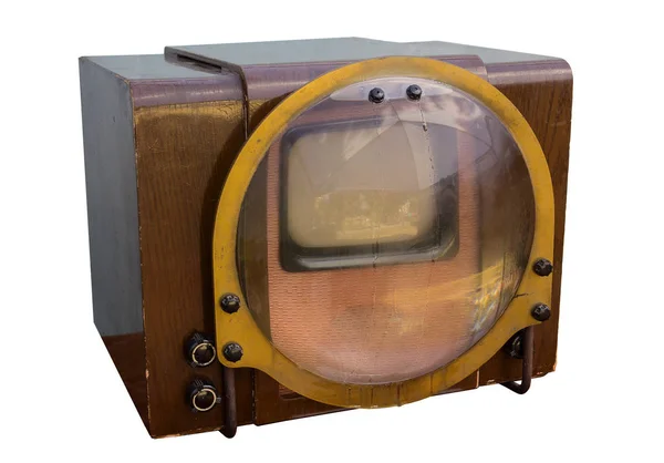 Retro-Fernseher aus sowjetischer Produktion von 1958 isoliert auf weißem Hintergrund — Stockfoto