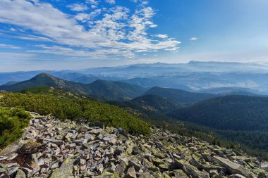 Güzel görkemli mavi dağlar ve kayalar. Karpatlar