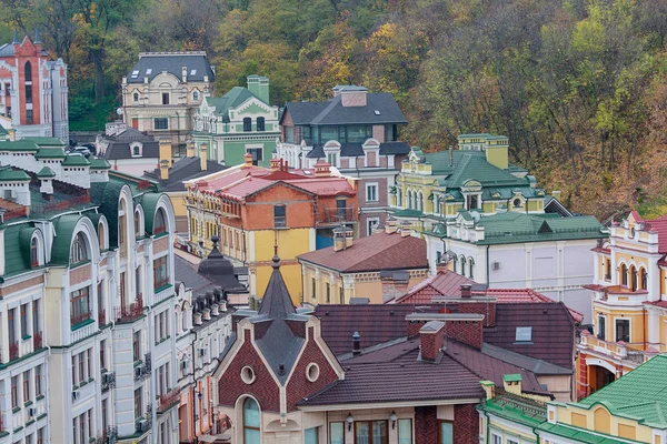 Colorful houses in a classic style from above. Architecture Stock Image