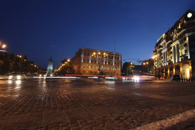 Kiev, Ukraine - May 31 2016: View of the town for the evening, and cars motion