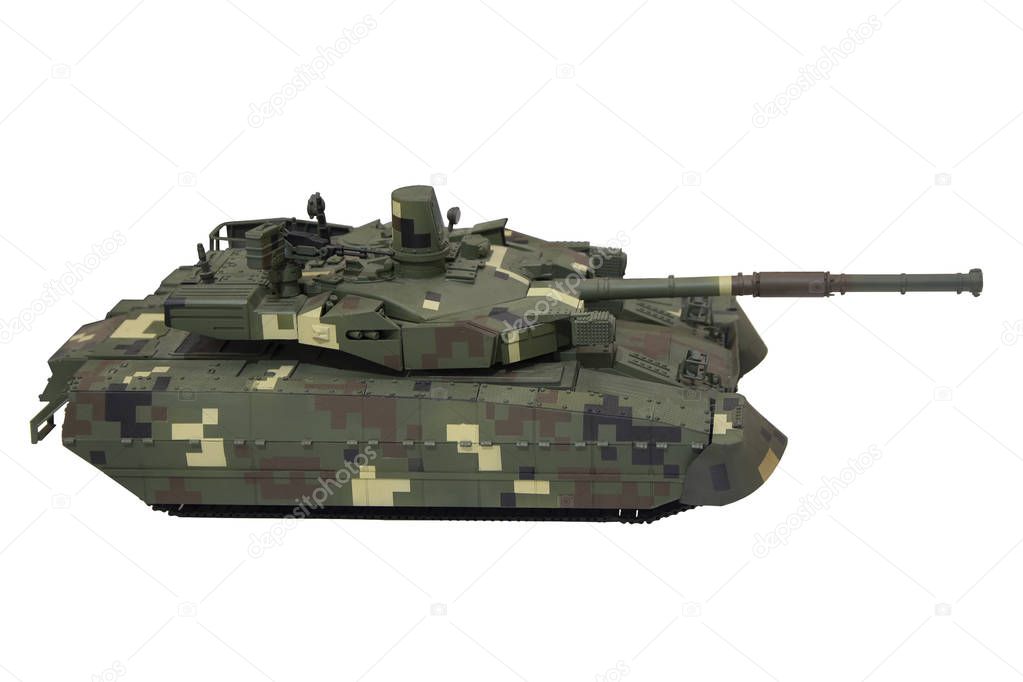 Model of a modern tank isolated on a white background