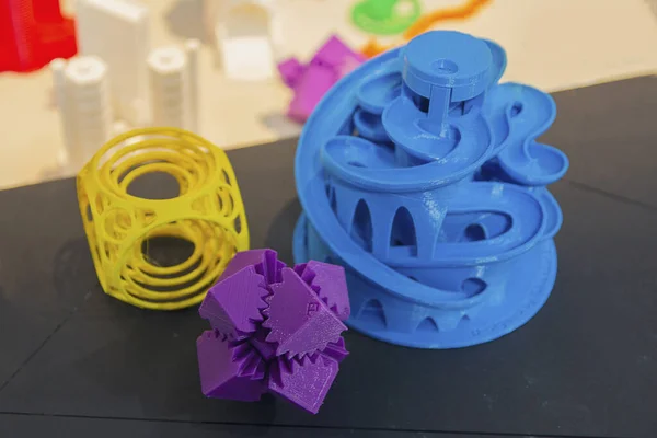 Variety of plastic products, fabricated by 3D-printing. Technology