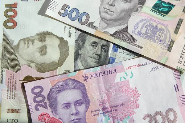 Ukrajinské Peníze Hřivna Bankovky Americké Dolary Bankovky Finance Ukrajině Hřivny — Stock fotografie