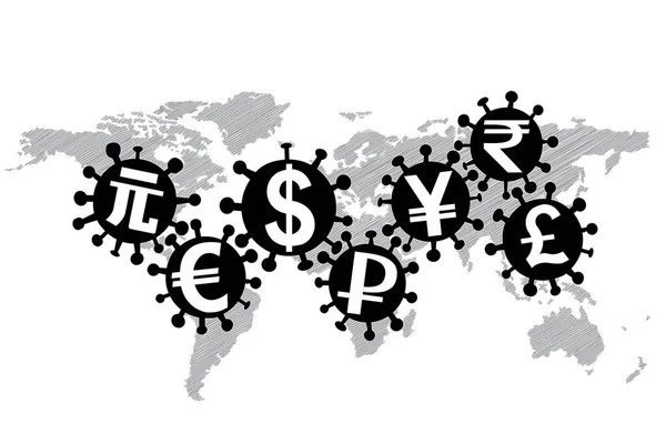 Vírus Covid Economia Mundial Ilustração Vetorial — Vetor de Stock
