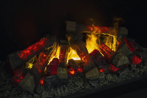 Fuego Arde Una Chimenea Homeliness —  Fotos de Stock