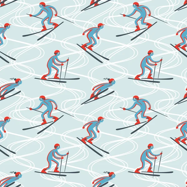Seamless ski pattern. — Stock Vector