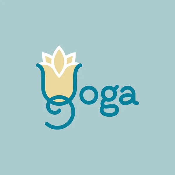 Ícone de ioga com emblema de lótus . — Vetor de Stock