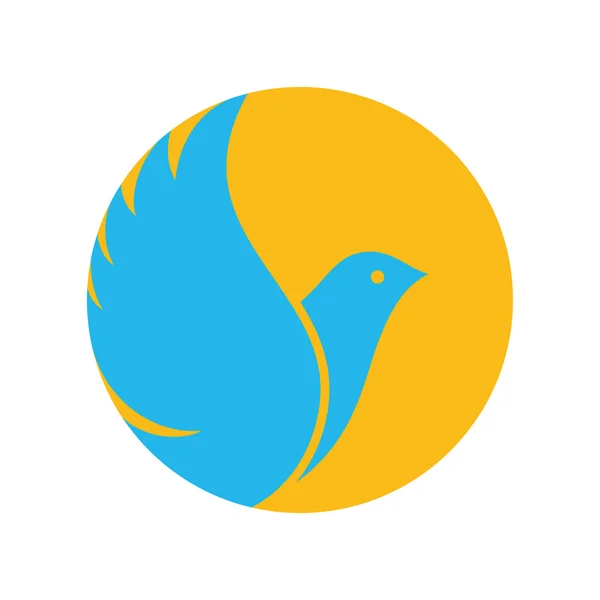 Pájaro y sol, paloma de la paz. Icono de diseño plano . — Vector de stock