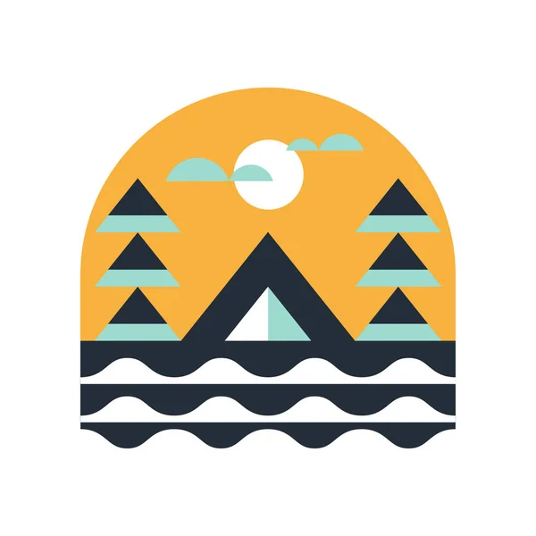 Forest camping outdoor. Flat design vector icon. — Stock Vector