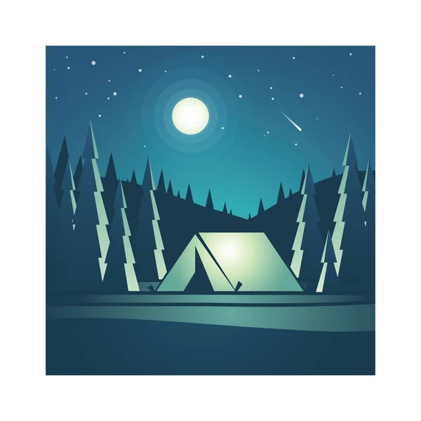 Camping i bergen. — Stock vektor
