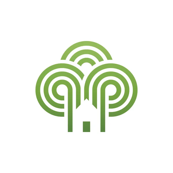 Árbol icono vectorial casa. Concepto ecológico . — Vector de stock