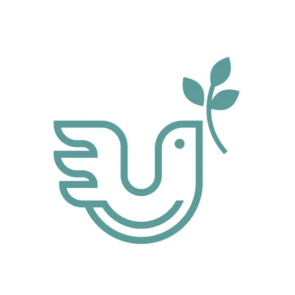 Peace dove with olive branch. Vector icon. — Stock Vector