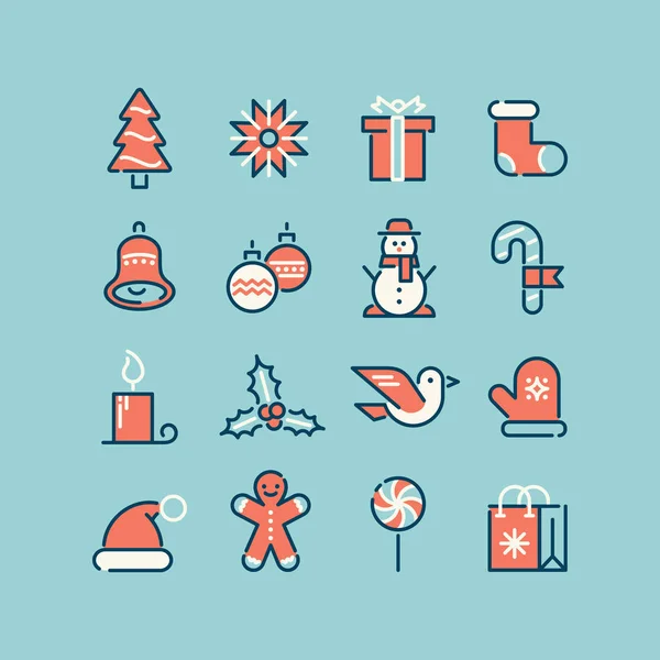 Noël et nouvel an icônes ensemble. — Image vectorielle