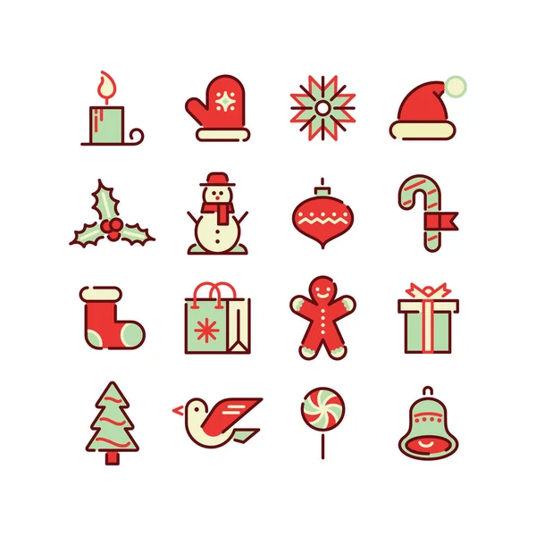 Conjunto de iconos de Navidad. — Vector de stock