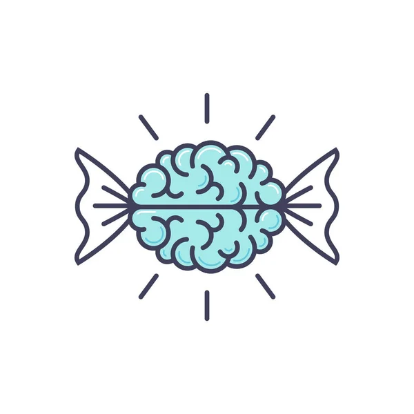 Ilustración creativa del cerebro como caramelo, simbolizando sabroso conocimiento . — Vector de stock