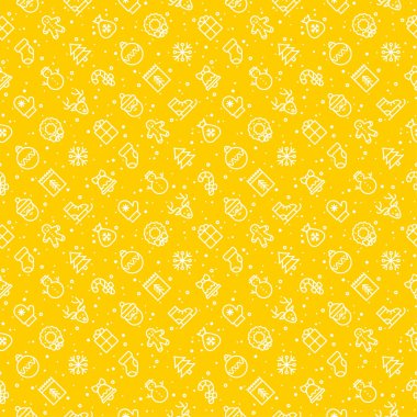 Neşeli Noel Dikişsiz desen kış tatil sembolleri ile.