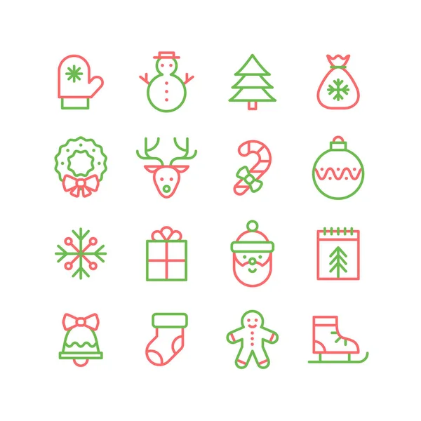 Conjunto de iconos de Navidad y Feliz Año Nuevo . — Vector de stock