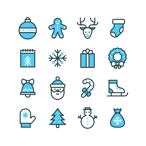 Conjunto de iconos de navidad y año nuevo. — Vector de stock