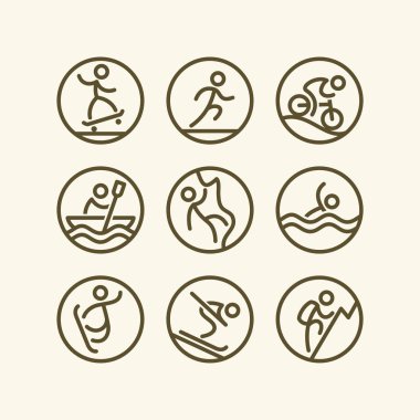 Açık aktiviteler ve spor Icons set.