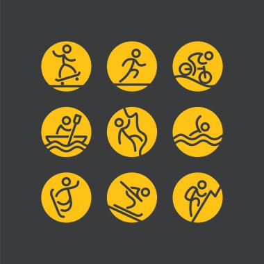Açık aktiviteler ve spor Icons set.