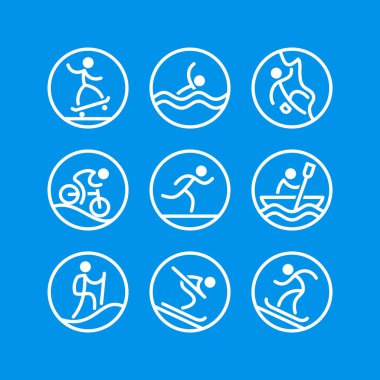 Açık aktiviteler ve spor Icons set.