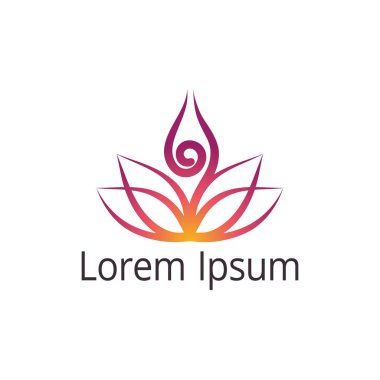 Soyut lotus sembol stilize insan yoga şekli. Vektör simgesi.